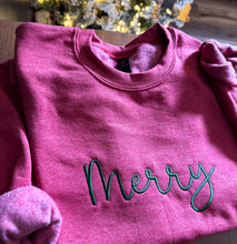 Load image into Gallery viewer, MERRY Embroidered Crewneck
